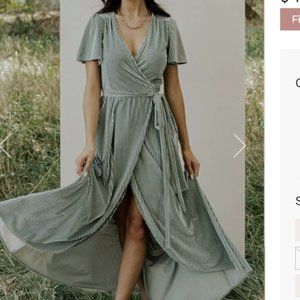Baltic Born Ribbed Velvet Maxi Dress Dusty Sage